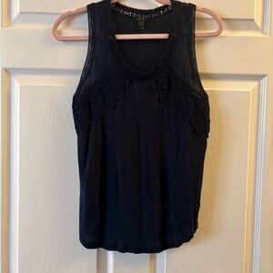 J. Crew Navy Crochet-Trim Tank